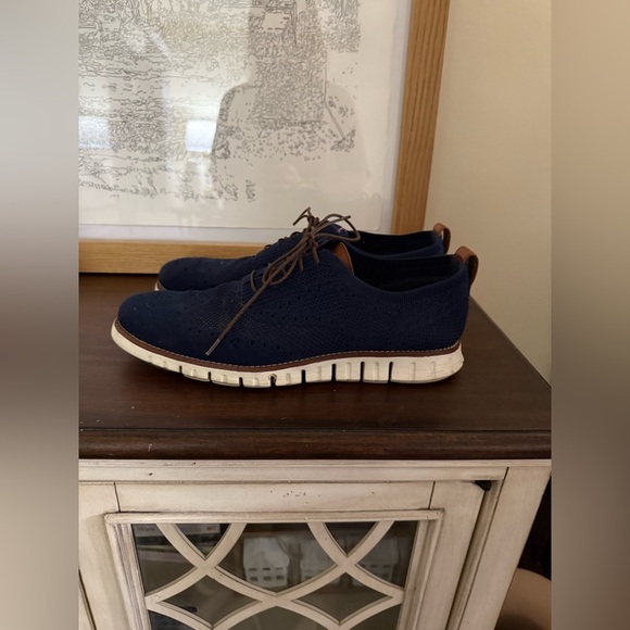 Cole Haan Men Zerogrand Stitchlite Oxford Size 10.5 Navy Marine Knit Casual Shoe - Picture 5 of 9